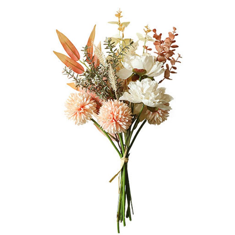 hanlongyu Artificial Silk Flowers for Home Decor and Wedding Faux Flower Dining Table Centerpiece Artificial Plants Peach Flower Arrangement Silk Flowers for Decoration