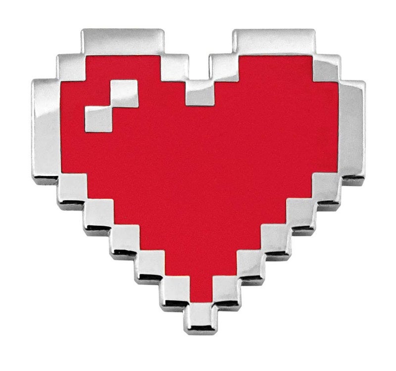 Pinsanity Retro 8-Bit Pixel Heart Enamel Lapel Pin - Image 1