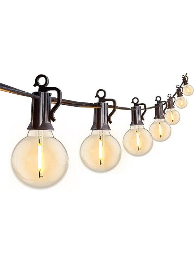 Brightown Outdoor String Lights 25 Feet G40 Globe LED Patio Lights with 13 Edison Plastic Bulbs1 Spare Waterproof Connectable Hanging Lights for Backyard Porch Balcony Party Decor E12 Socket Base Black - Image 1