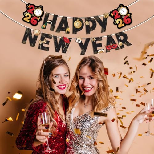 Festiko® Happy New Year Banner, Happy New Year Party Banner, New Years Party Decorations, New Years Eve Party Supplies - Image 4