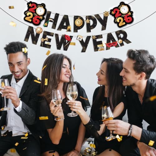 Festiko® Happy New Year Banner, Happy New Year Party Banner, New Years Party Decorations, New Years Eve Party Supplies - Image 5