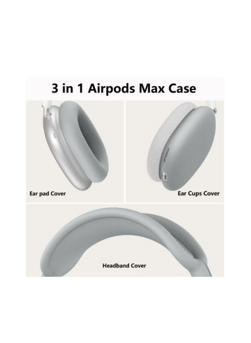 BEILINGDUN Silicone Cases Suitable for Apple AirPods Max 3-in-1 Headphones Anti-Scratch Ear Cups Cover Headband Cover and Ear Pad Protector Case Skin Accessories (Grey) - Image 3