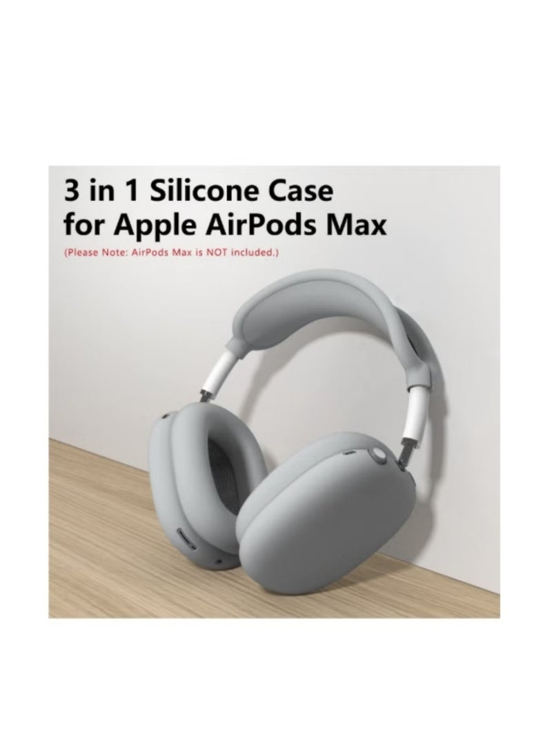 BEILINGDUN Silicone Cases Suitable for Apple AirPods Max 3-in-1 Headphones Anti-Scratch Ear Cups Cover Headband Cover and Ear Pad Protector Case Skin Accessories (Grey) - Image 5