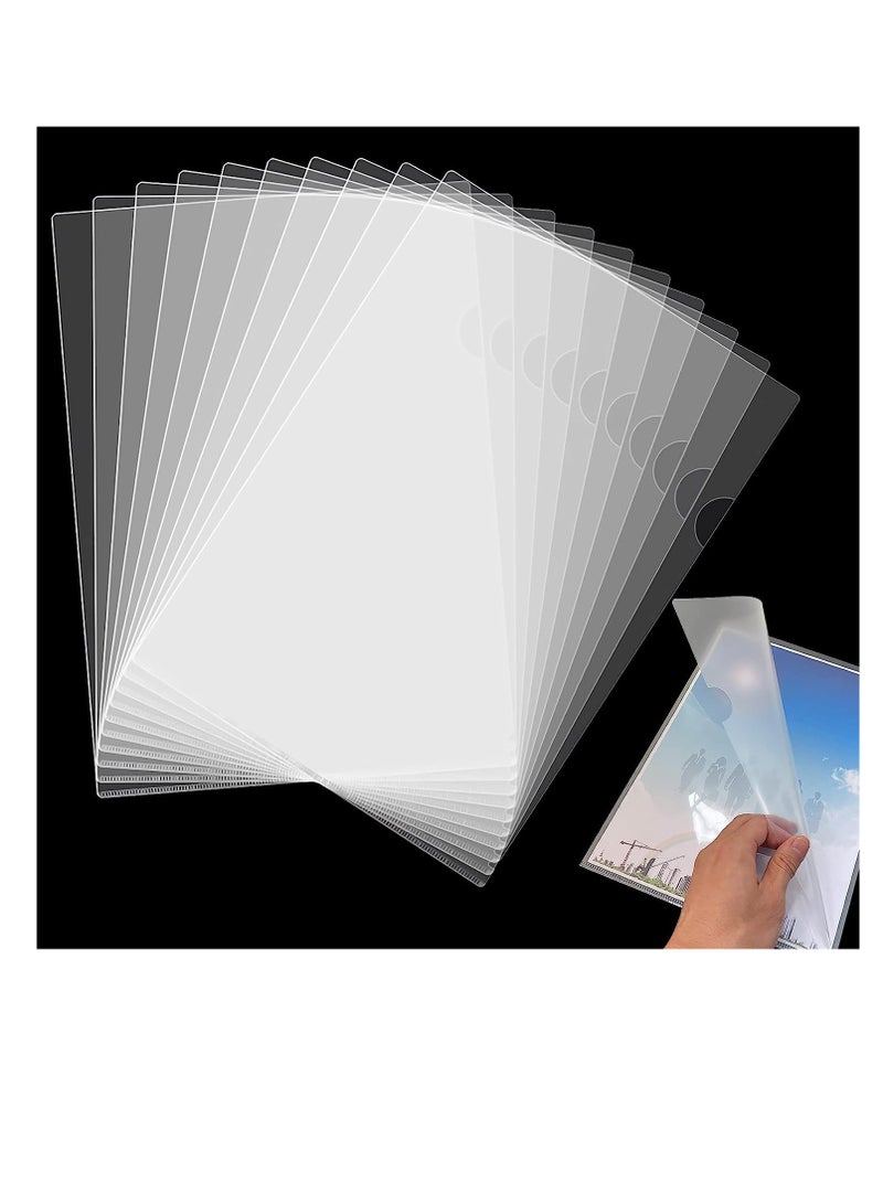 20 Clear Plastic File Folders, L-Type A4 Project Pockets for Office and School Use, Durable Transparent Sleeves for Organizing Documents - Image 1