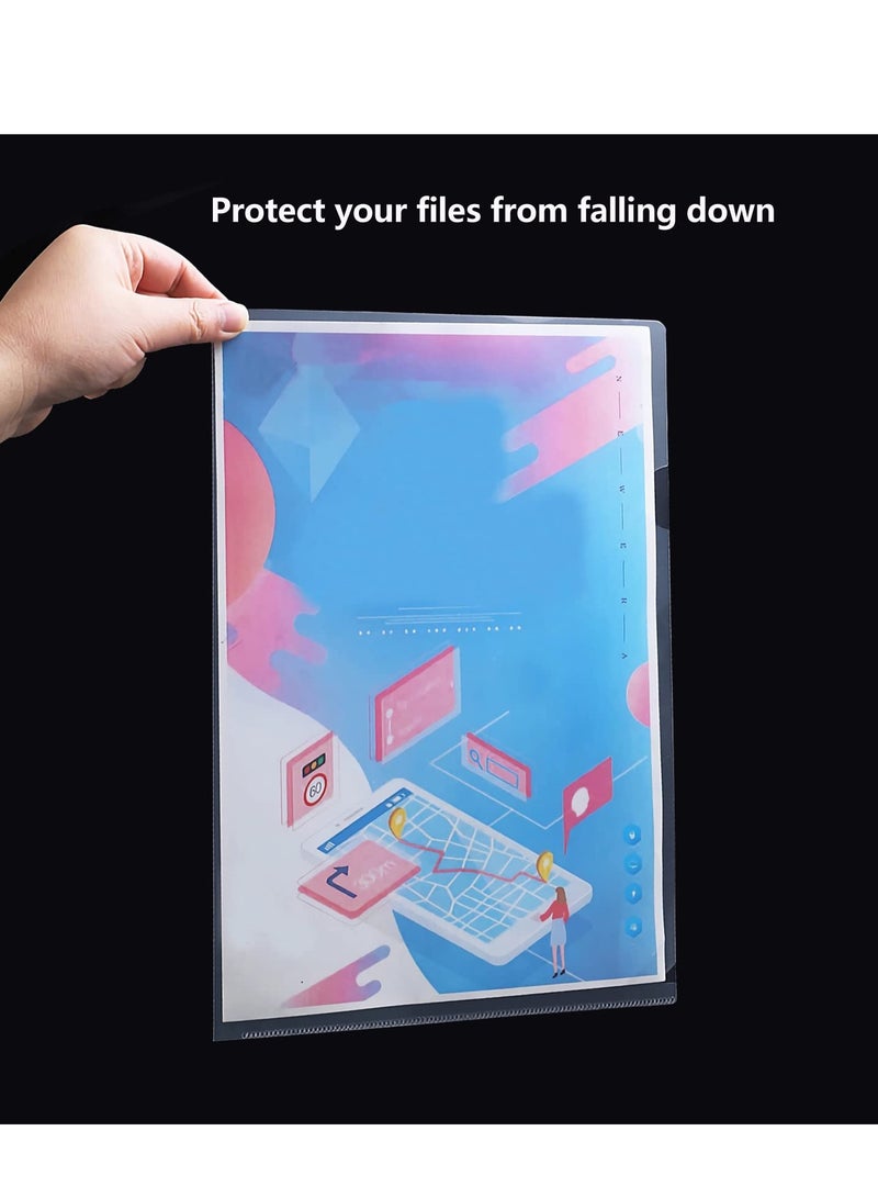 20 Clear Plastic File Folders, L-Type A4 Project Pockets for Office and School Use, Durable Transparent Sleeves for Organizing Documents - Image 2