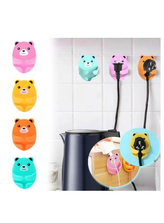 4 pcs new wall storage hook bear plug bracket punch-free power plug socket holder kitchen cable hook wire adhesive hanger bathroom  - Image 2