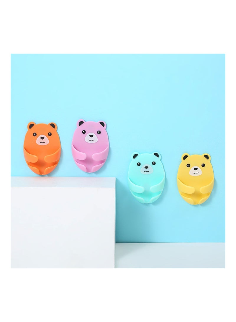 4 pcs new wall storage hook bear plug bracket punch-free power plug socket holder kitchen cable hook wire adhesive hanger bathroom  - Image 5