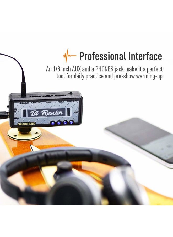 SONICAKE Bi-Reactor Plug-In USB Chargable Portable Pocket Guitar Headphone Amp US Style High Gain Tone with Delay Carry-On Bedroom Effects - Image 5