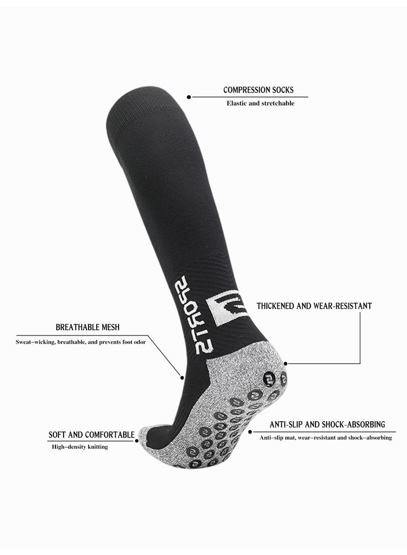 (3 أزواج) جوارب ضاغطة طويلة للجنسين مضادة للروائح | مضادة للبكتيريا، مانعة للانزلاق، تصل إلى الركبة، جيدة التهوية، مناسبة للجري وكرة القدم، معدات رياضية عالية الأداء - Image 3