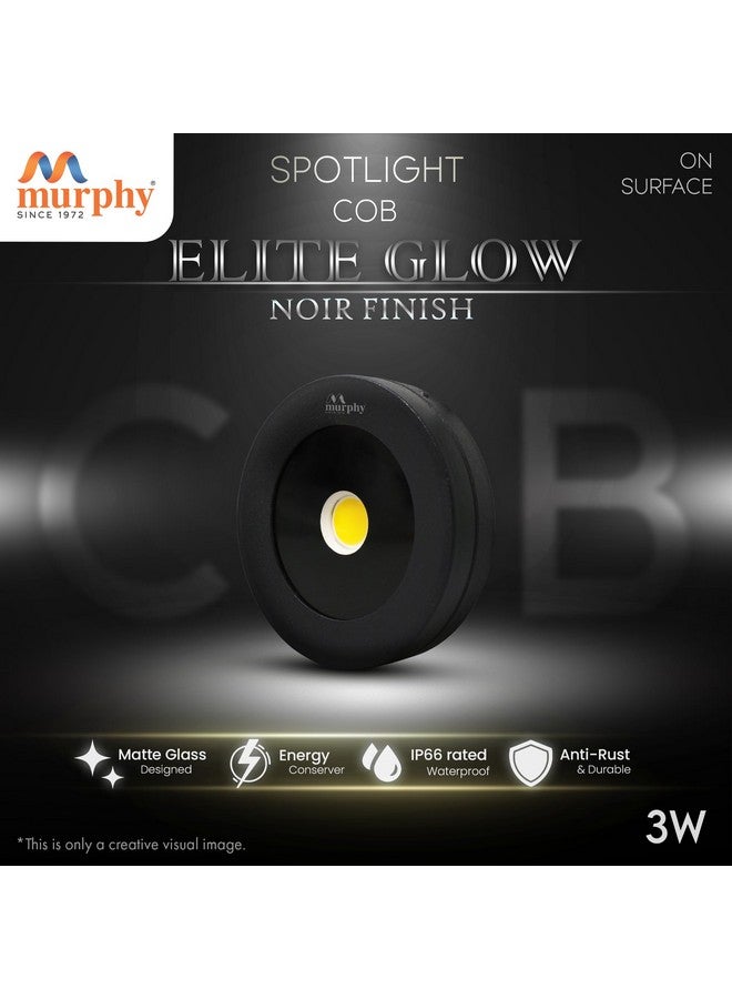 Murphy 3W Elite Glow Noir Waterproof Round LED Surface Cabinet Down Light (Pack of 20, Warm White) - Image 2