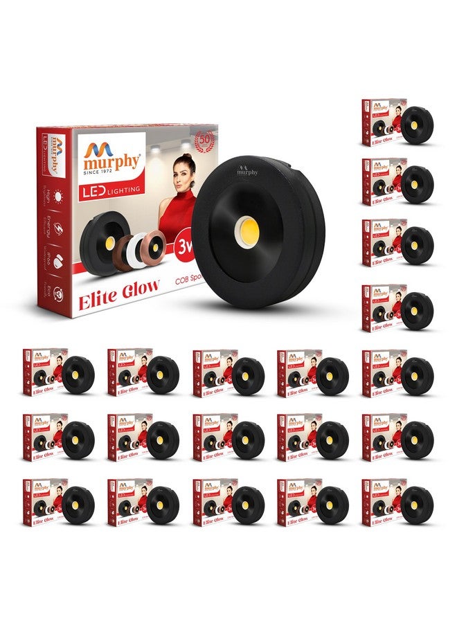 Murphy 3W Elite Glow Noir Waterproof Round LED Surface Cabinet Down Light (Pack of 20, Warm White) - Image 1