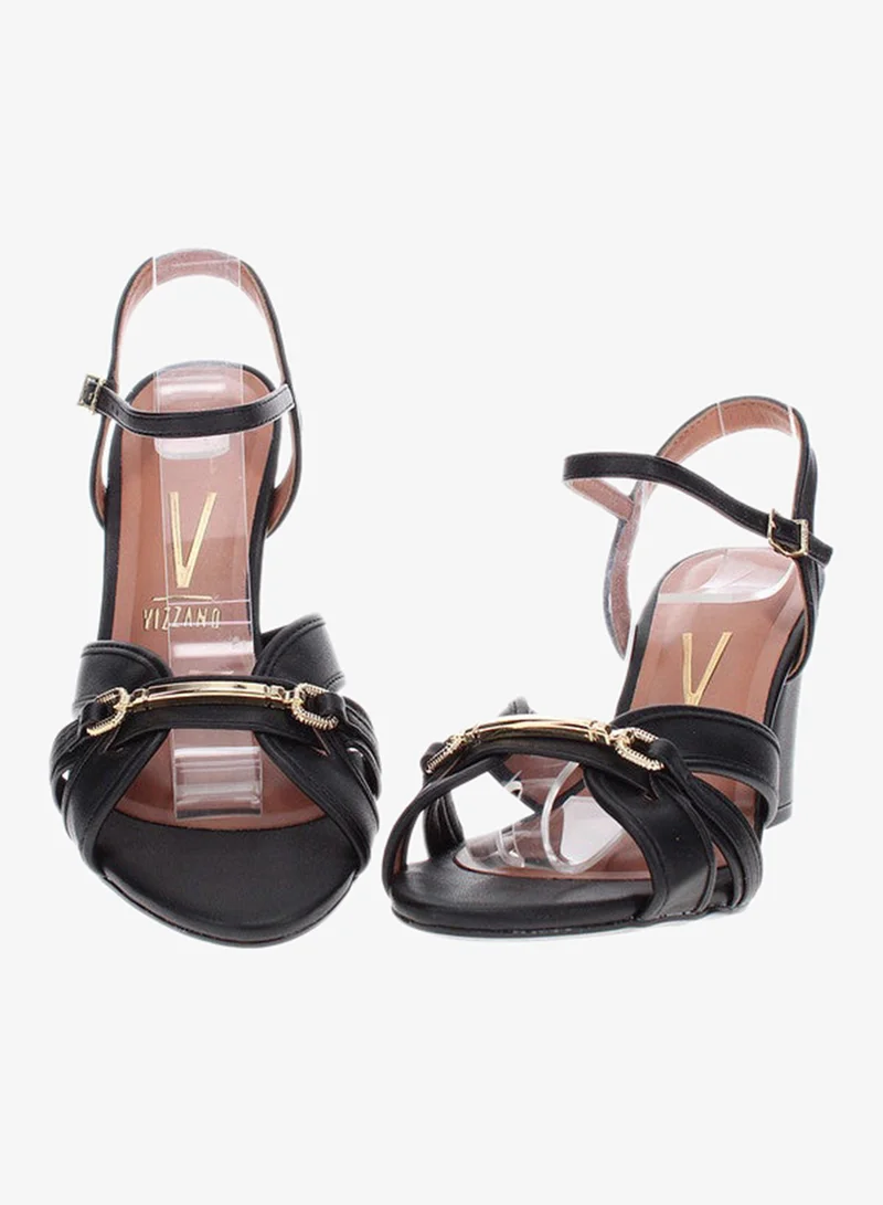 VIZZANO Black Mid Heels Sandals for Women – Sling Back Heel Sandals for Girls with Ankle Strap for Women | Best Price UAE