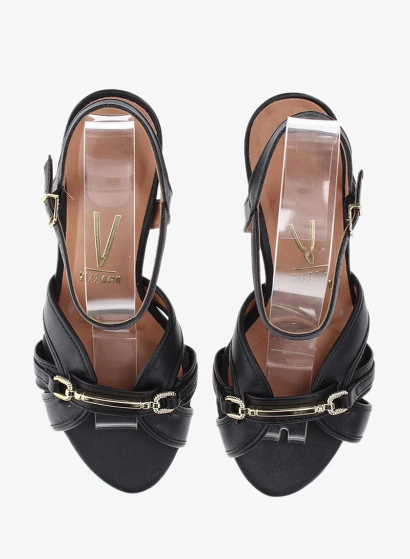 VIZZANO Black Mid Heels Sandals for Women – Sling Back Heel Sandals for Girls with Ankle Strap for Women | Best Price UAE
