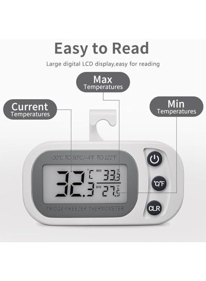 Waterproof Refrigerator Fridge Thermometer Digital Freezer Room Thermometer Max Min Record Function Large Lcd Screen And Magnetic Back For Kitchen Home Restaurants - Image 2