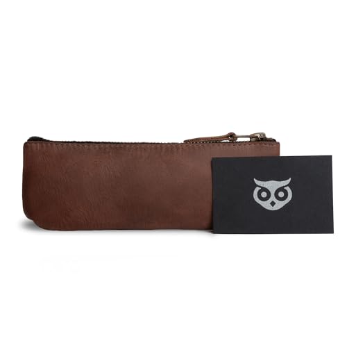 Hide & Drink, Rectangular Pencil Case, Pen & Marker Pouch for Men and Women, Flat Zippered Holder, Classic Style for Artists, Full Grain Leather, Handmade, Bourbon Brown - Image 5