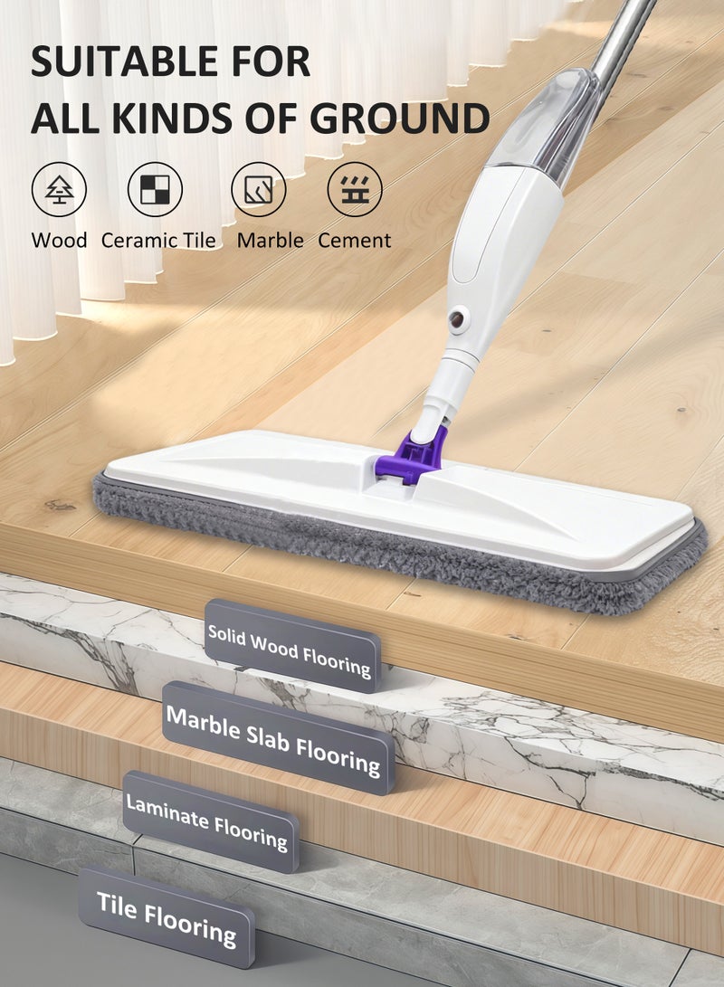 ممسحة رش مع 6 وسادات مايكروفايبر قابلة للغسل – ممسحة تنظيف مع خزان ماء قابل لإعادة التعبئة بسعة 350 مل، ممسحة أرضيات خزفية 360 درجة دوارة للمطبخ المنزلي - Image 4