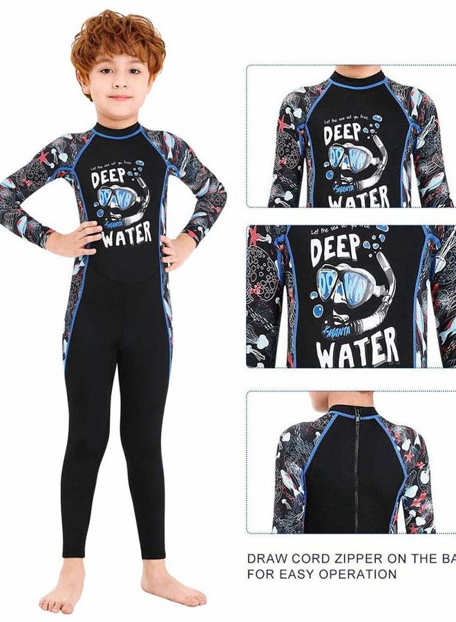 Skyone Full Body Kids Swimsuit One Piece Rash Guard Long Sleeve Wetsuit Skin for Girls Boys Children, Sunsuit Swimwear UPF 50+ UV Sun Protection Quick Dry for Beach Water Sports (Boy Black, L) - Image 3