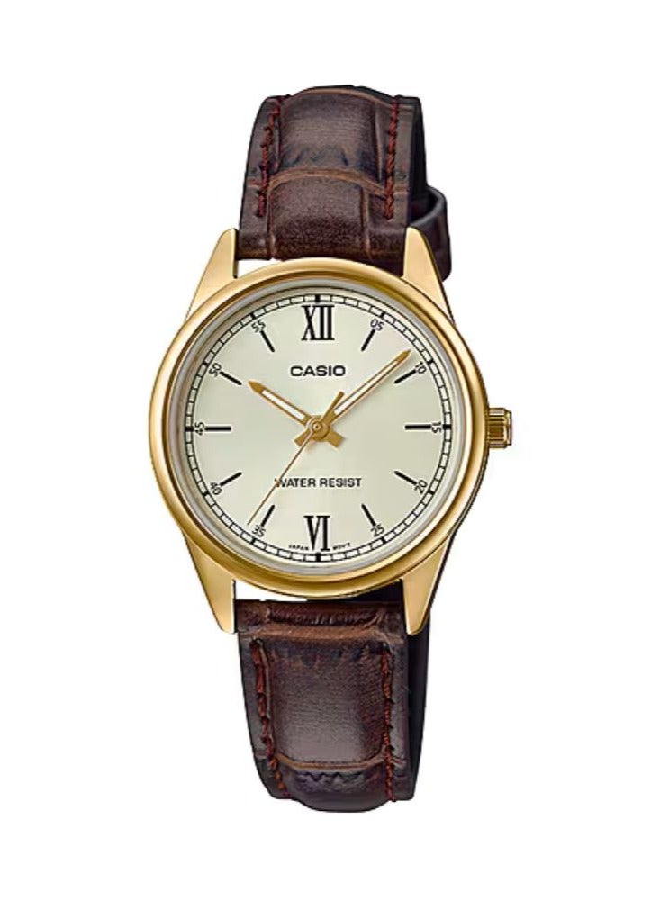 CASIO ساعة يد تناظرية مقاومة للماء للنساء LTP-V005GL-9BUDF