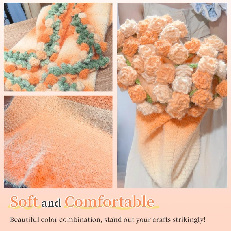 Aeelike Yarn for Crocheting, 4 Super Soft Gradient Yarn 190g (6.7 oz) 400m (437.5 Yards) Extra Large Rainbow Yarns Skeins for DIY Making Colorful Blanket Scarves Hat, Sunshine Orange - Image 2