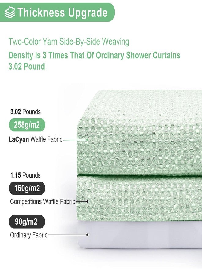 LaCyan Shower Curtain Set with Fabric, Clear Liner, and 12 Stainless Steel Hooks - Waffle Texture for Bathroom - Image 4