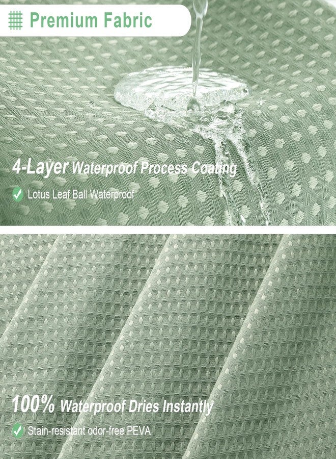 LaCyan Shower Curtain Set with Fabric, Clear Liner, and 12 Stainless Steel Hooks - Waffle Texture for Bathroom - Image 5