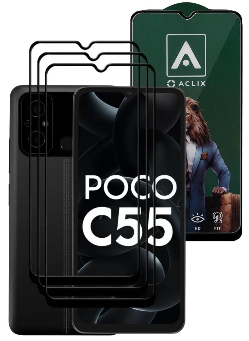 ACLIX 4 Pieces Antistatic ESD Dustproof Premium Quality High Definition Tempered Glass Screen Protector Designed For Xiaomi Poco C55 - Image 1