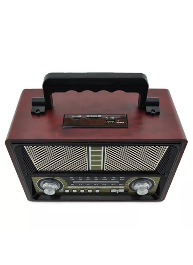 LIMOS - MD-1802 Portable Vintage Shortwave Radio with Bluetooth Speaker Rechargeable Battery - Image 1