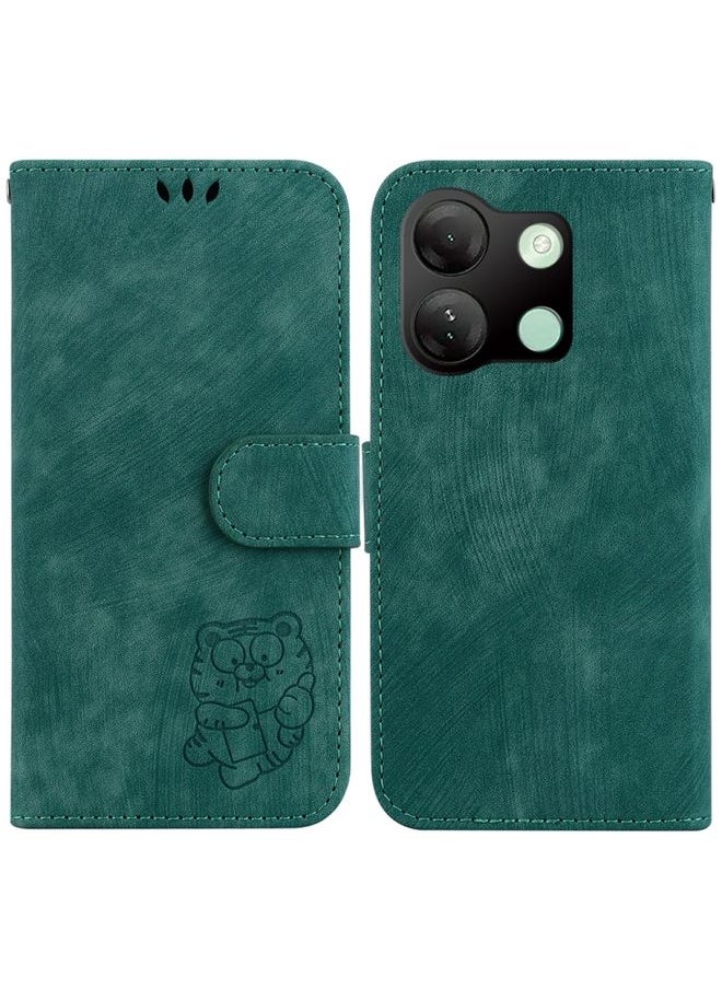 HuHa Case Cover For For Tecno Pova 5 Pro Little Tiger Embossed Leather Phone Case(Green) 
