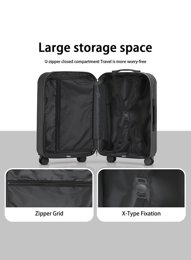 XiuWoo 4-Piece Multi-Size Hardshell Luggage Set With Spinner Wheels 14/20/24/28 Inch TSA Lock Durable PC Hard Shell Suitcases For Women Men Air Travel Family Business Trips Sturdy Scratch-Resistant Lightweight,Black - Image 3