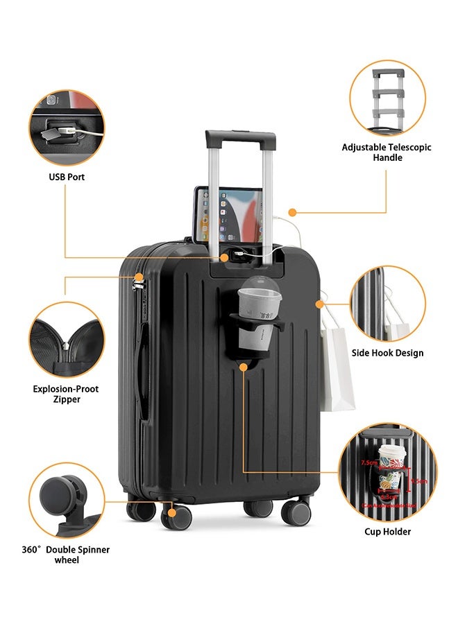 XiuWoo 4-Piece Multi-Size Hardshell Luggage Set With Spinner Wheels 14/20/24/28 Inch TSA Lock Durable PC Hard Shell Suitcases For Women Men Air Travel Family Business Trips Sturdy Scratch-Resistant Lightweight,Black - Image 2