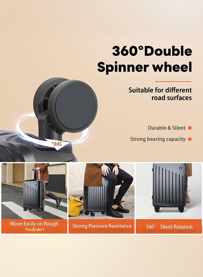 XiuWoo 4-Piece Multi-Size Hardshell Luggage Set With Spinner Wheels 14/20/24/28 Inch TSA Lock Durable PC Hard Shell Suitcases For Women Men Air Travel Family Business Trips Sturdy Scratch-Resistant Lightweight,Black - Image 5