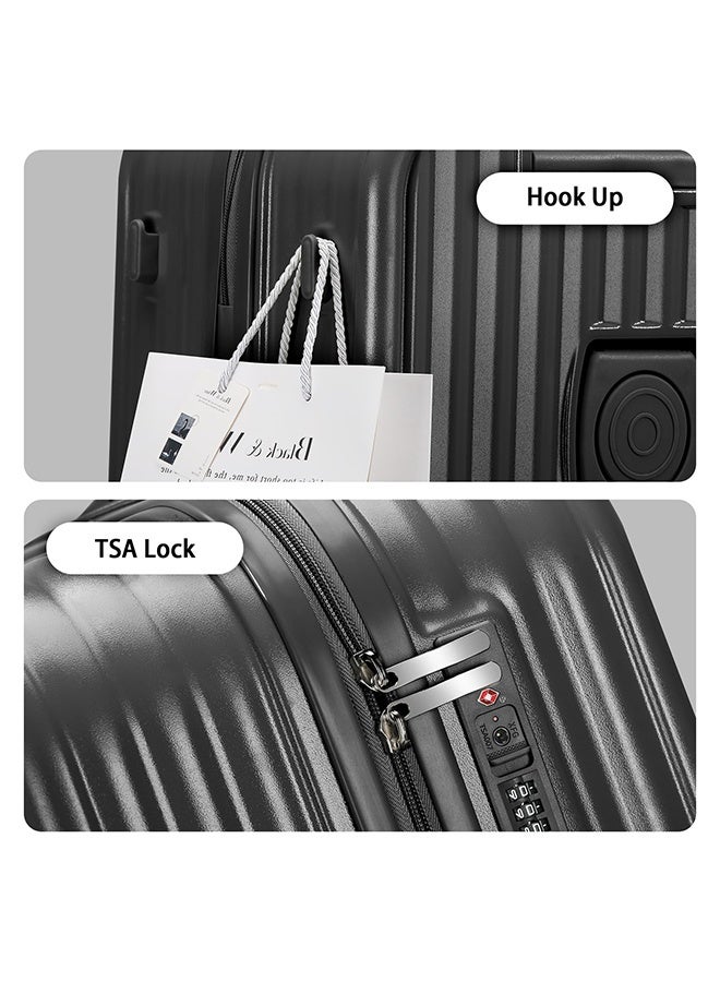 XiuWoo 4-Piece Multi-Size Hardshell Luggage Set With Spinner Wheels 14/20/24/28 Inch TSA Lock Durable PC Hard Shell Suitcases For Women Men Air Travel Family Business Trips Sturdy Scratch-Resistant Lightweight,Black - Image 4
