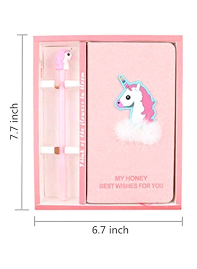 NIBEMINENT Cute Unicorn Office Notebook and Pen Set Pink - Image 3