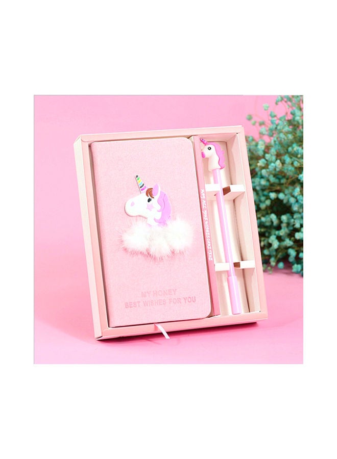 NIBEMINENT Cute Unicorn Office Notebook and Pen Set Pink - Image 1
