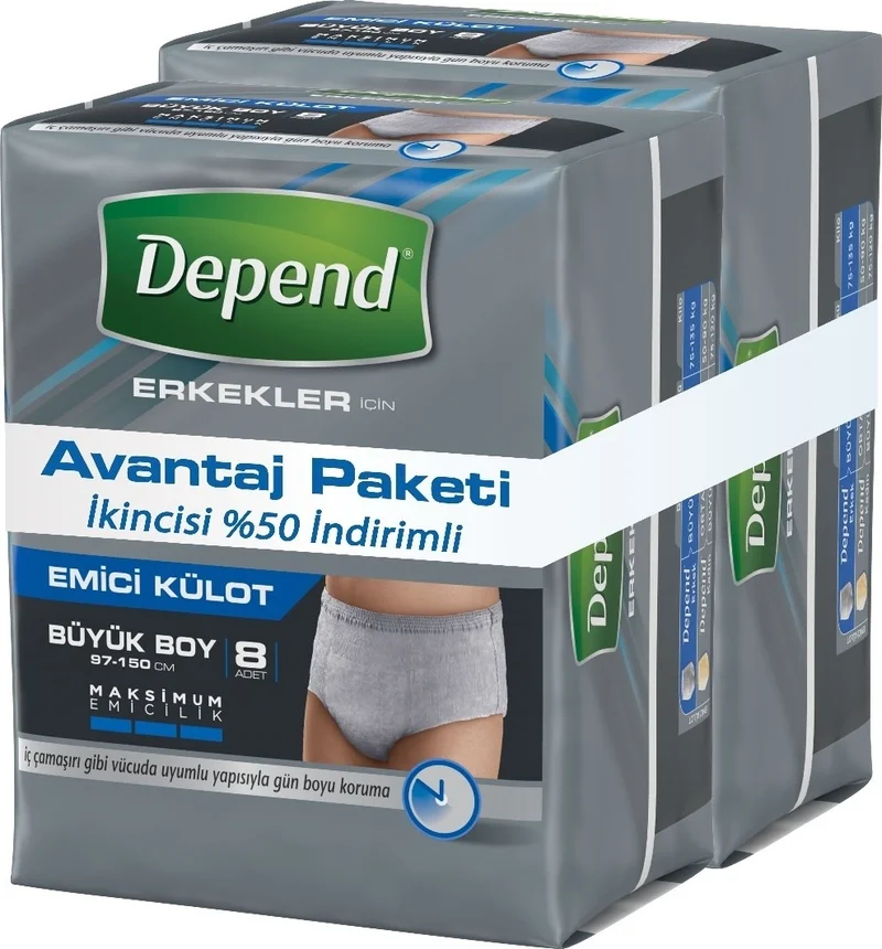 Depend Absorbent Briefs Men's Large 8+8 Advantage Package