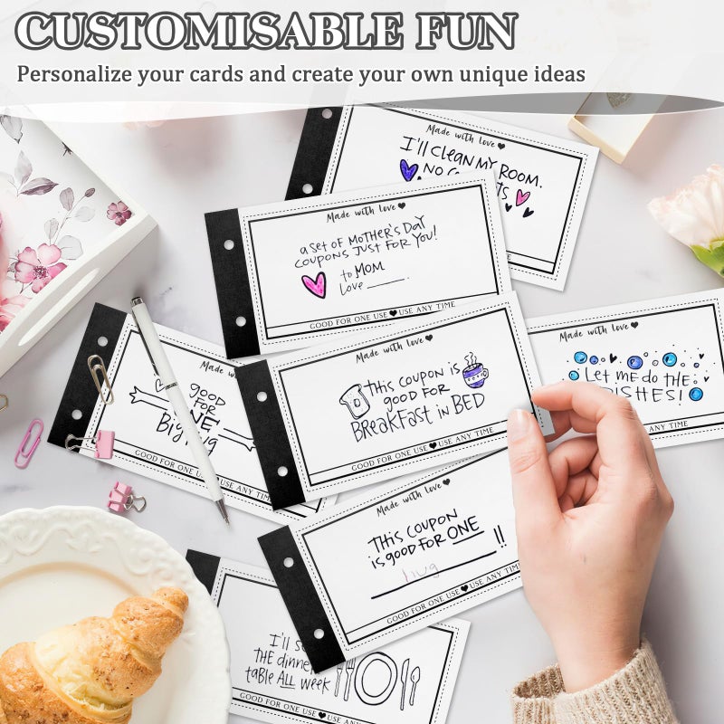 JULEASEL Personalized Coupon Book, 30 Blank Coupon Cards for All Occasions, Valentines Day Gifts for Him Her, Unique Anniversary Birthday Gifts for Boyfriend Girlfriend, Valentines Gift for Husband, Wife - Image 4