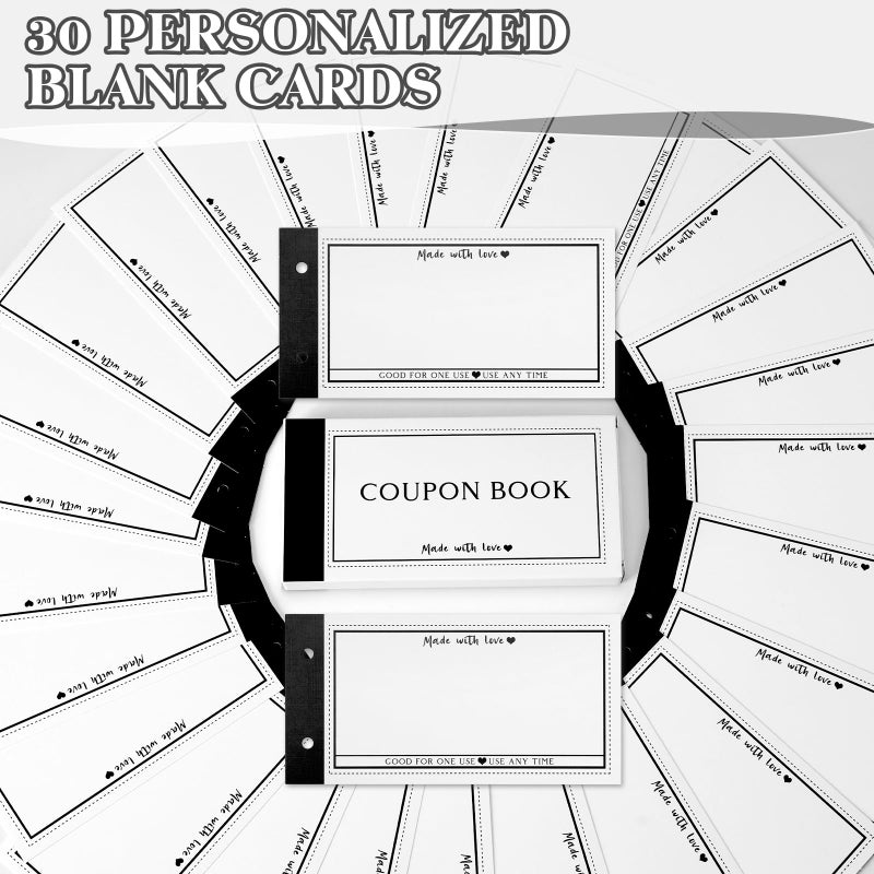 JULEASEL Personalized Coupon Book, 30 Blank Coupon Cards for All Occasions, Valentines Day Gifts for Him Her, Unique Anniversary Birthday Gifts for Boyfriend Girlfriend, Valentines Gift for Husband, Wife - Image 3