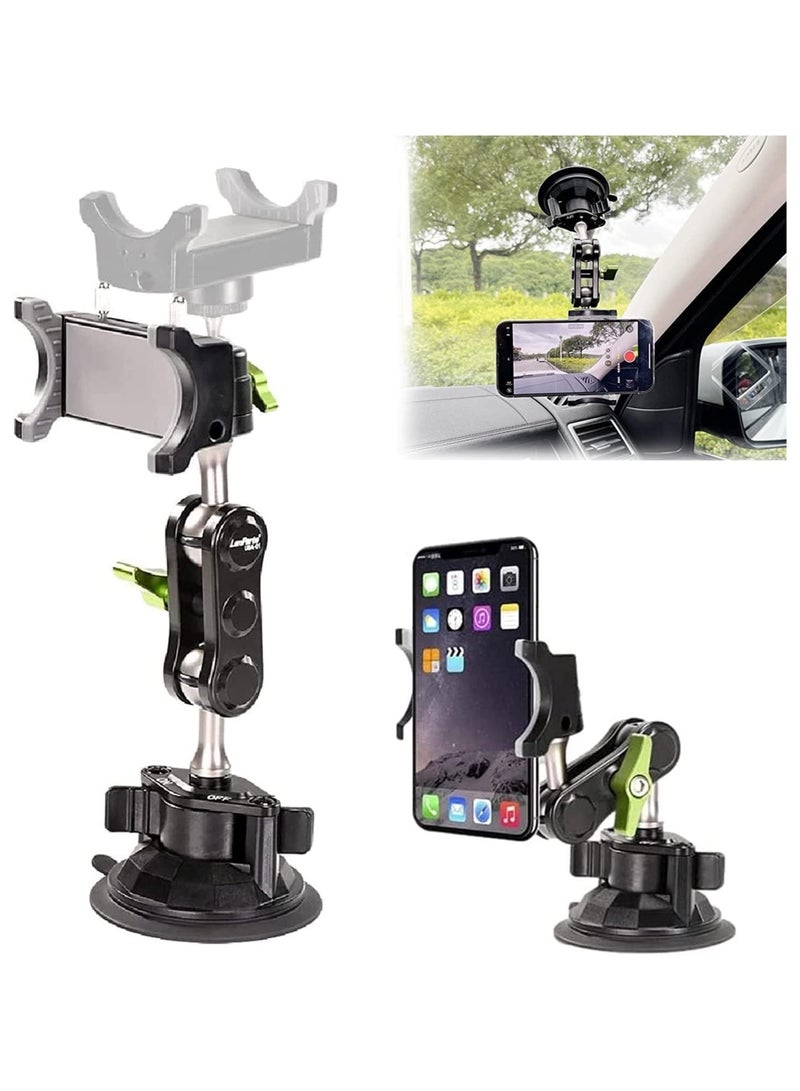Universal Ball Head Arm for Phone, 360° Rotating Car Phone Holder Mount, Suction Cup Car Windshield Phone Holder, Strong Suction Cell Phone Mount for All Phones. (Without Remote Control) - Image 1