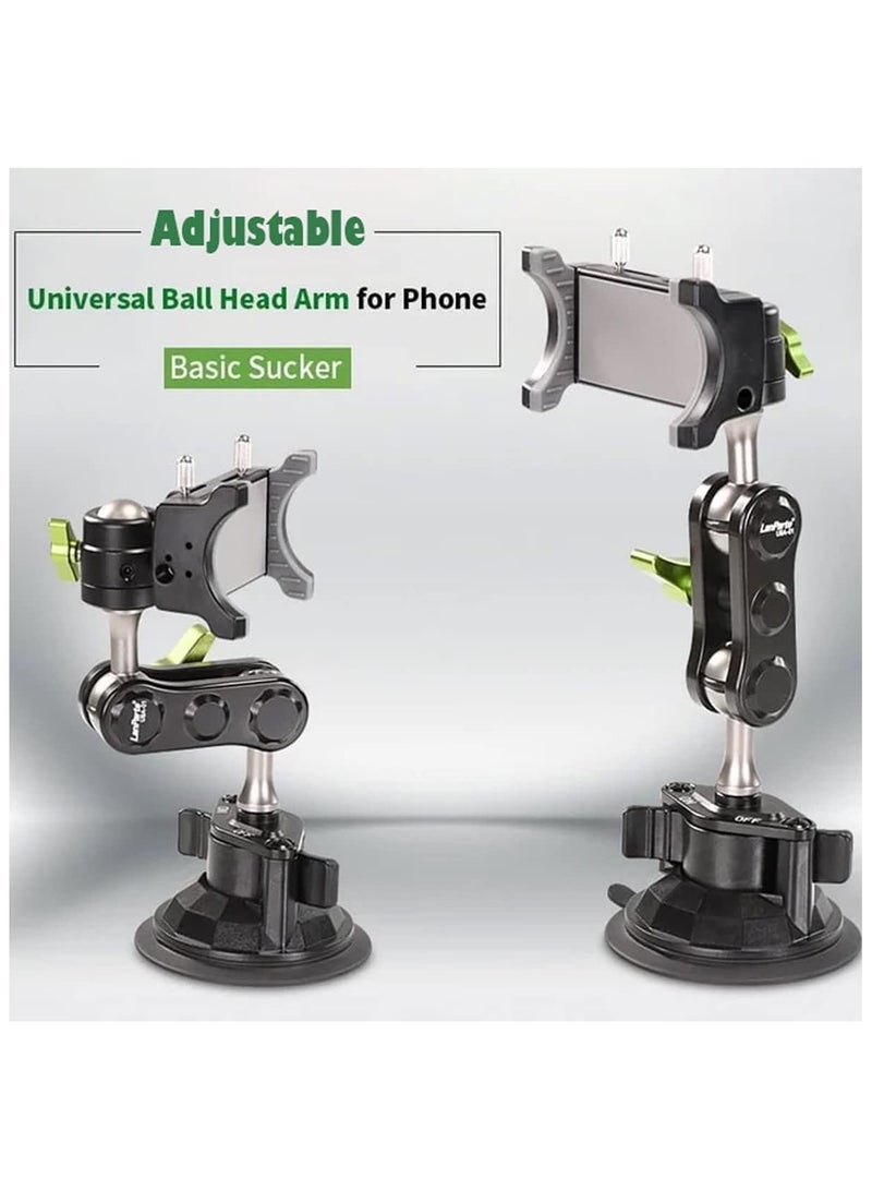 Universal Ball Head Arm for Phone, 360° Rotating Car Phone Holder Mount, Suction Cup Car Windshield Phone Holder, Strong Suction Cell Phone Mount for All Phones. (Without Remote Control) - Image 2
