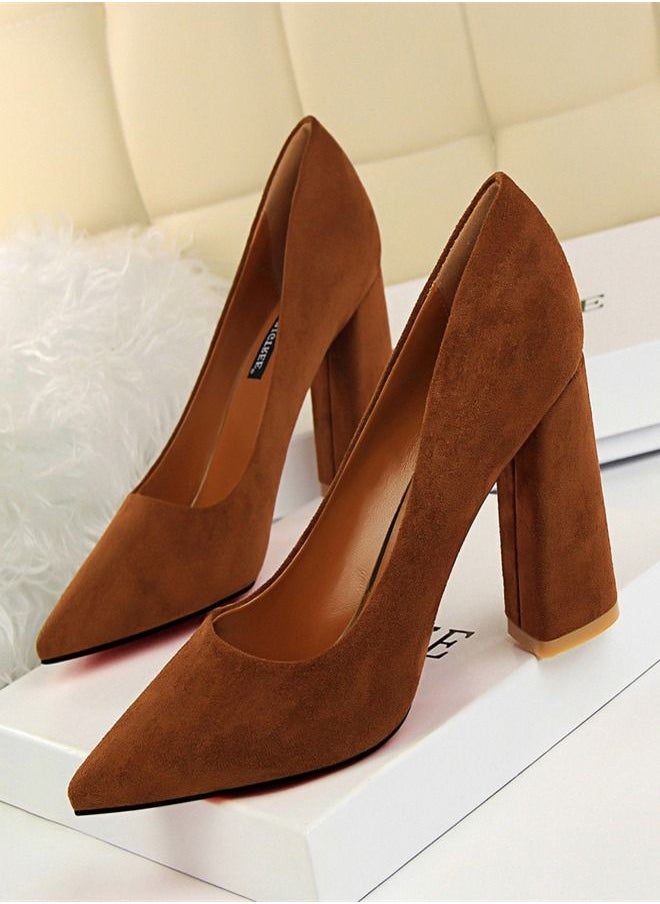 Suede Shallow Mouth Pointed High Heel 8.5CM Brown - pzsku/Z83AB0045430856226758Z/45/_/1676016413/0f51ef32-3ba9-43e8-b828-db163e9aa0e6