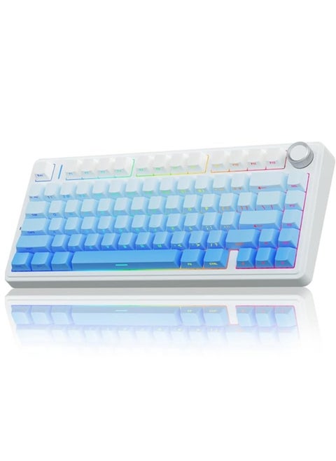 أولا اف 75 برو كيبورد لوحة مفاتيح ميكانيكية للألعاب لاسلكية مثبتة، تخطيط RGB مخصص بنسبة 75%، أغطية مفاتيح PBT ، لون أزرق غائم، ستار فيكتور اكسيز