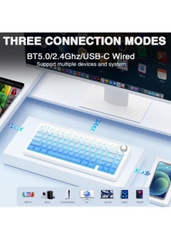 AULA AULA F75 Pro Gasket Mounted Wireless Gaming Mechanical Keyboard RGB Customized 75% Layout Side engraving PBT Keycaps, Blue color, Star Vector Axis  - Image 3