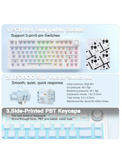 AULA AULA F75 Pro Gasket Mounted Wireless Gaming Mechanical Keyboard RGB Customized 75% Layout Side engraving PBT Keycaps, Blue color, Star Vector Axis  - Image 5
