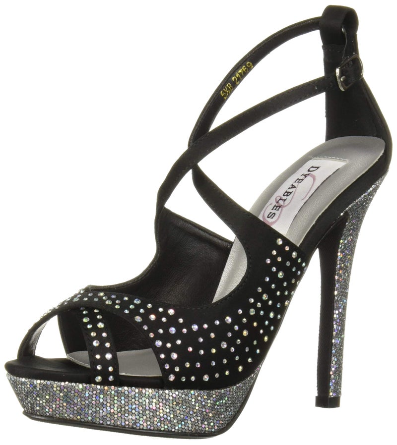 Dyeables Women's Sonya Platform Sandal,Black Satin,5 B US - Image 4