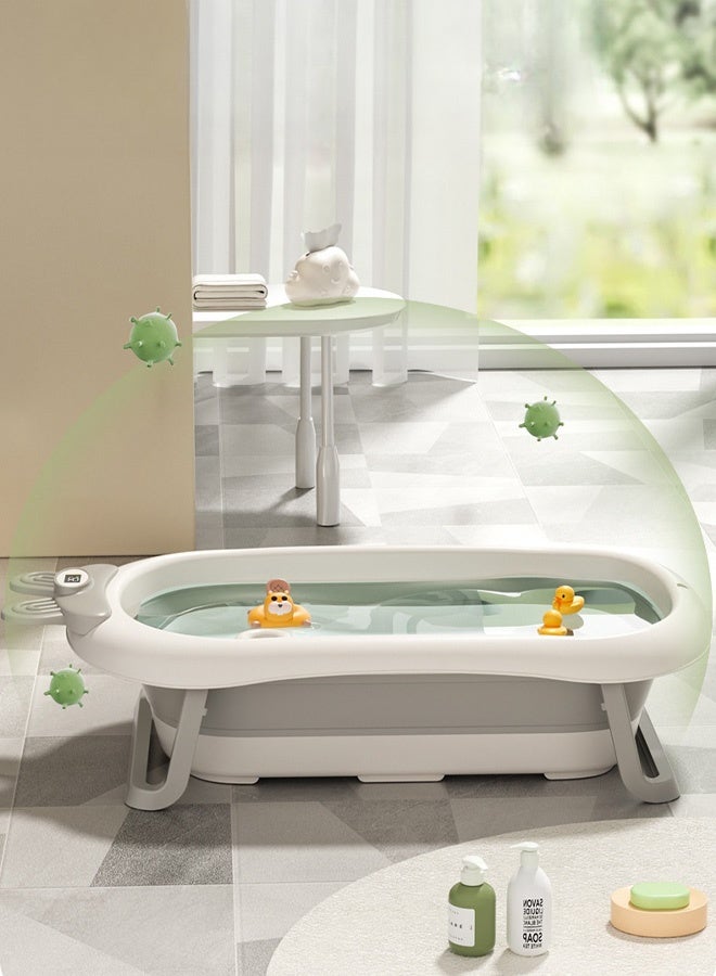 حوض استحمام قابل للطي للأطفال مع حصيرة، ومقياس حرارة الماء وفتحة تصريف، حوض استحمام محمول ومتين قابل للطي للأطفال، 3 أحواض قابلة للطي، مناسب للأطفال حديثي الولادة من عمر 0 ​​إلى 36 شهرًا - Image 3