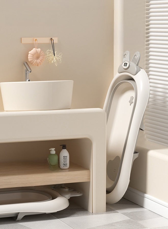 حوض استحمام قابل للطي للأطفال مع حصيرة، ومقياس حرارة الماء وفتحة تصريف، حوض استحمام محمول ومتين قابل للطي للأطفال، 3 أحواض قابلة للطي، مناسب للأطفال حديثي الولادة من عمر 0 ​​إلى 36 شهرًا - Image 5