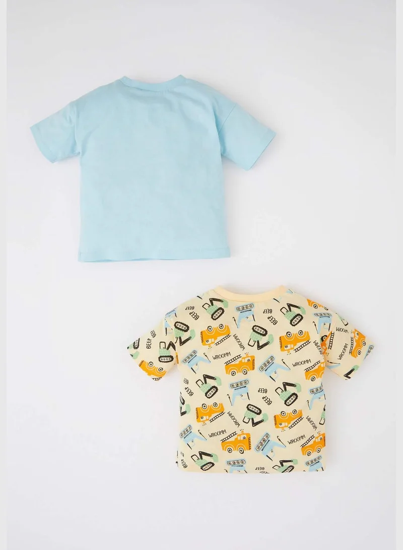 DeFacto 2 Pack Regular Fit Short Sleeve Working Machine Print T-Shirt