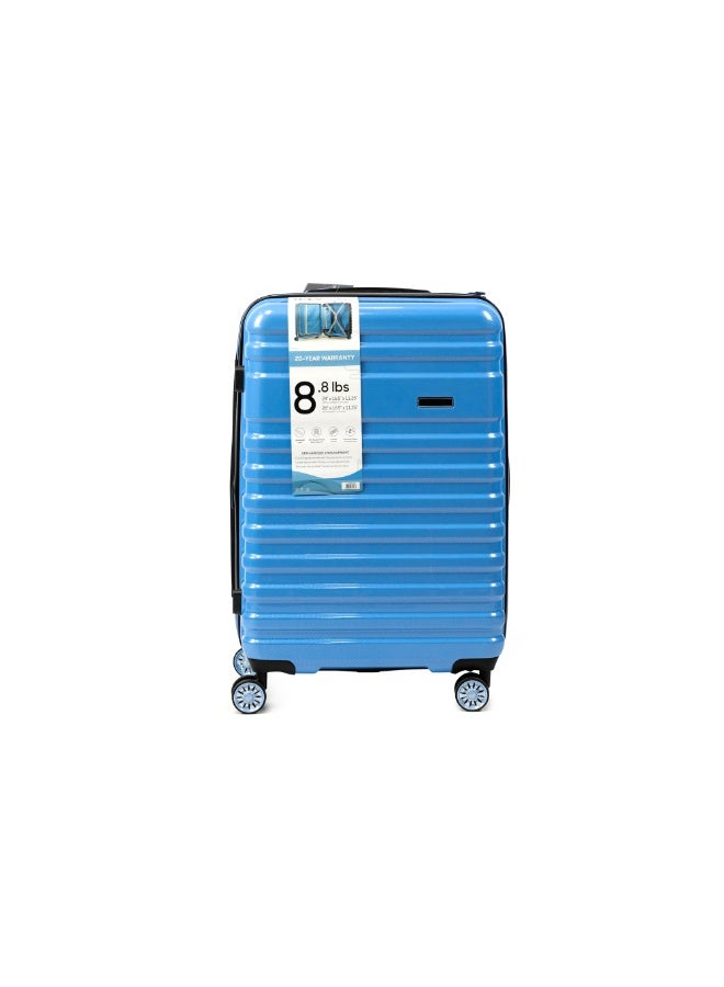 Medium Checked Suitcase Hardside Lightweight Polycarbonate Travel Luggage Blue and Dark Blue  24 inch - Image 1