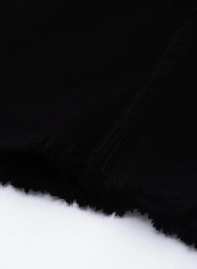 هاي ستار Women Black Solid Denim Straight Skirt