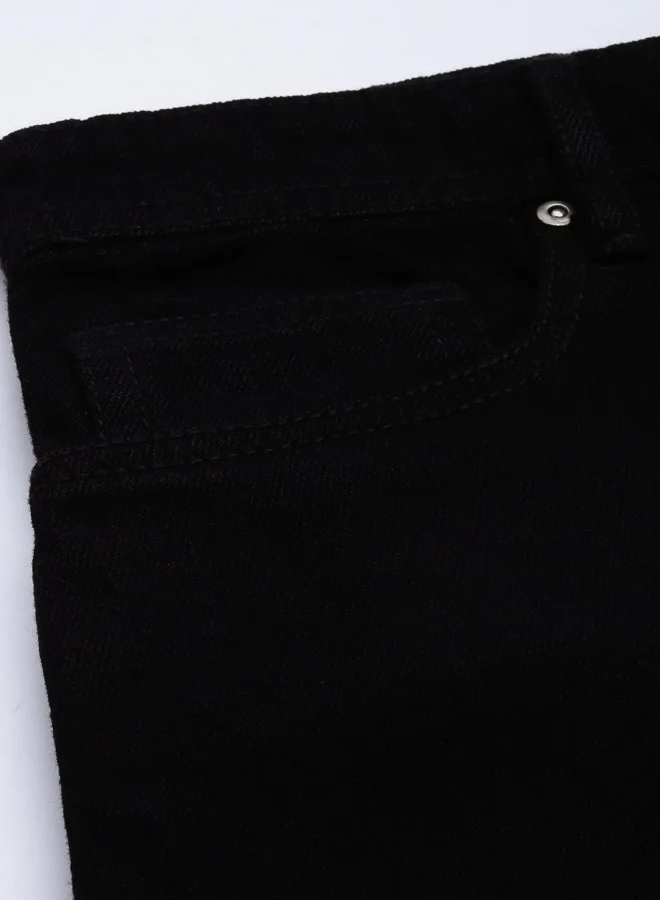 هاي ستار Women Black Solid Denim Straight Skirt